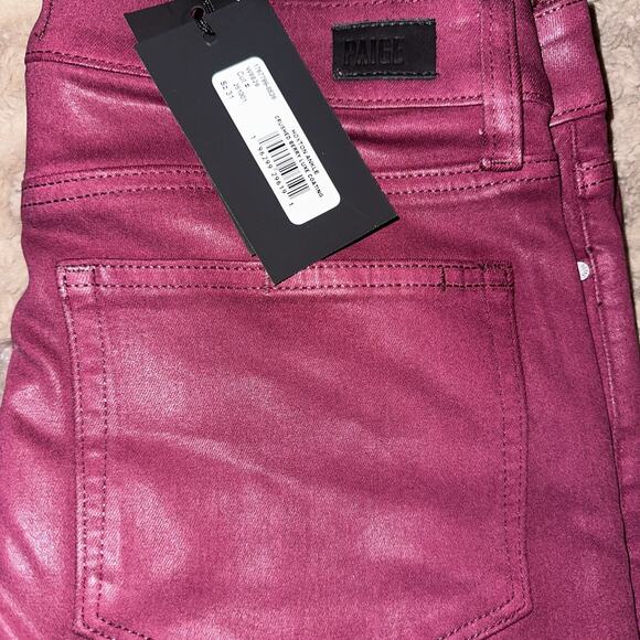 NEW Size 31 PAIGE Hoxton High Rise Ankle Skinny Jean Crushed Berry Luxe Coating - Picture 2 of 2